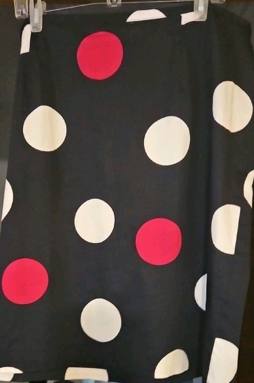 Talbots Woman Pencil Skirt Women's Sz 20W Blue Pink White Polka Dot Lined